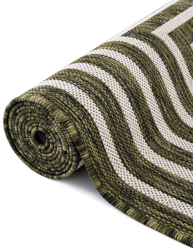 Green 10' x 10' Outdoor Modern Round Area Rug Weather Resistant for Patio, Deck, Terrace, Balcony, Porch 100% Polypropylene Modern Outside Carpet for Sale at Rug Engine