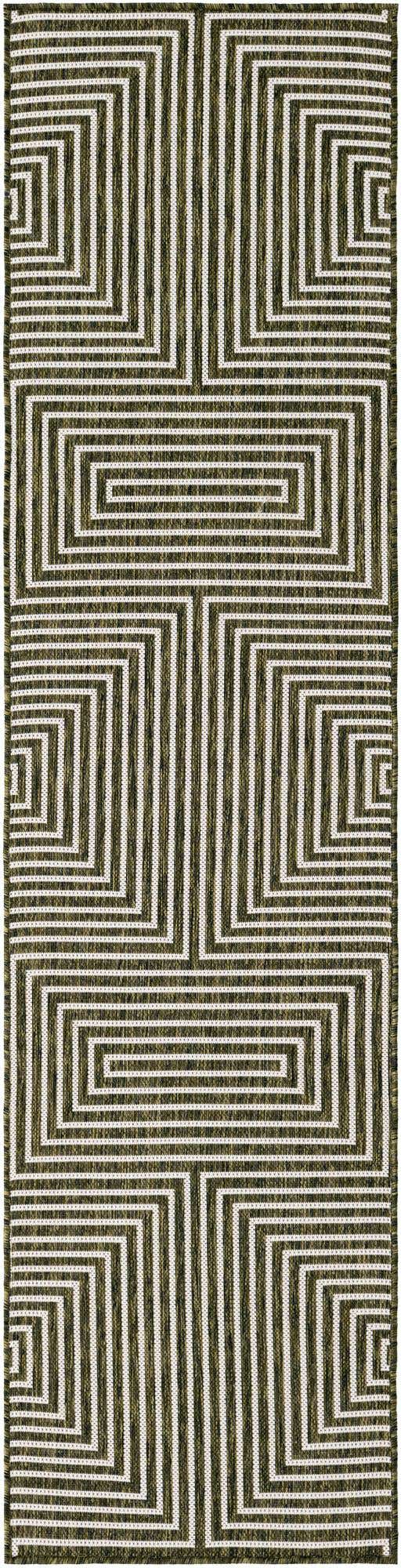 Green 2' x 8' Outdoor Modern Runner Area Rug Weather Resistant for Patio, Deck, Terrace, Balcony, Porch 100% Polypropylene Modern Outside Carpet for Sale at Rug Engine