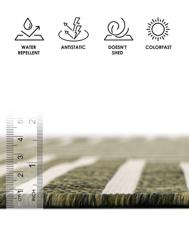 Green 7' 10 x 7' 10 Outdoor Modern Square Area Rug Weather Resistant for Patio, Deck, Terrace, Balcony, Porch 100% Polypropylene Modern Outside Carpet for Sale at Rug Engine
