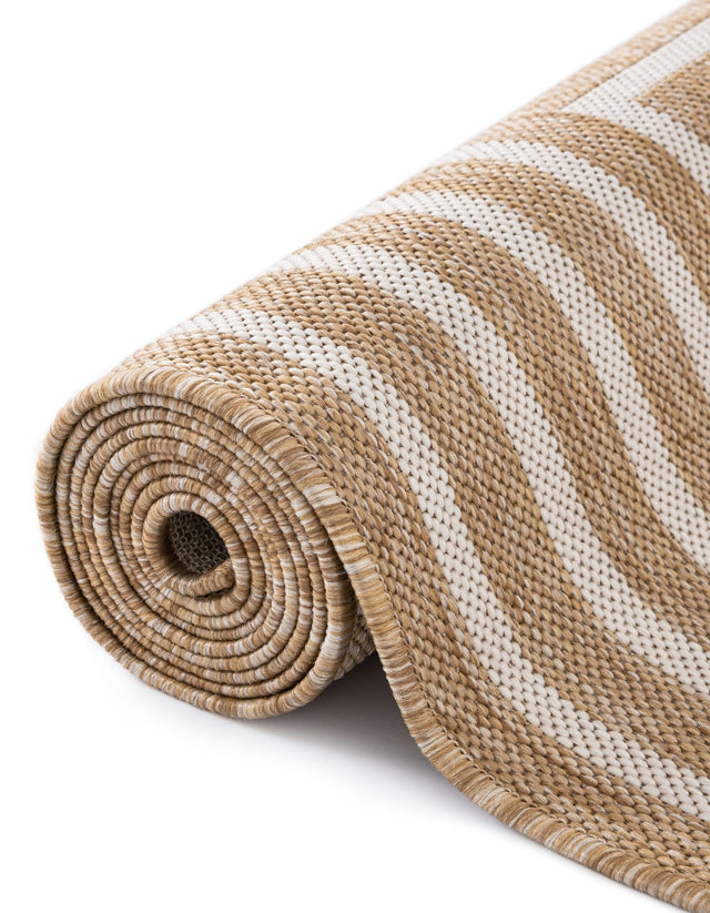Taupe 9' x 12' Outdoor Modern Rectangle Area Rug Weather Resistant for Patio, Deck, Terrace, Balcony, Porch 100% Polypropylene Modern Outside Carpet for Sale at Rug Engine