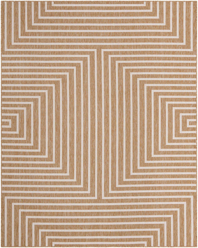 Taupe 7' 10 x 10' Outdoor Modern Rectangle Area Rug Weather Resistant for Patio, Deck, Terrace, Balcony, Porch 100% Polypropylene Modern Outside Carpet for Sale at Rug Engine