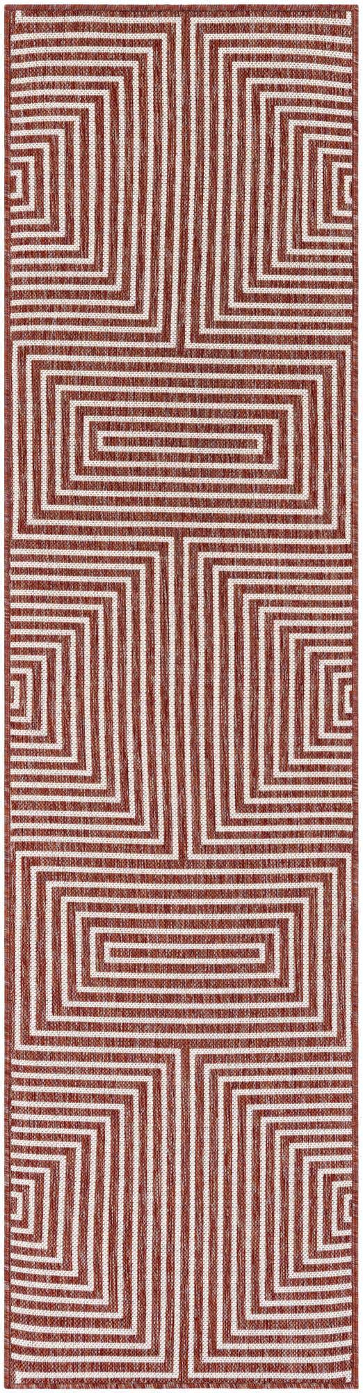Rust Red 2' x 8' Outdoor Modern Runner Area Rug Weather Resistant for Patio, Deck, Terrace, Balcony, Porch 100% Polypropylene Modern Outside Carpet for Sale at Rug Engine