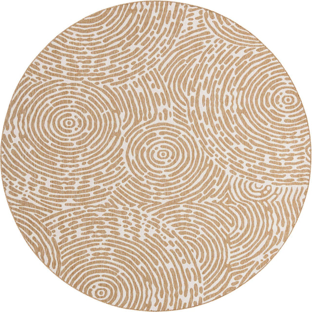 Taupe 10' x 10' Outdoor Modern Round Area Rug Weather Resistant for Patio, Deck, Terrace, Balcony, Porch 100% Polypropylene Modern Outside Carpet for Sale at Rug Engine