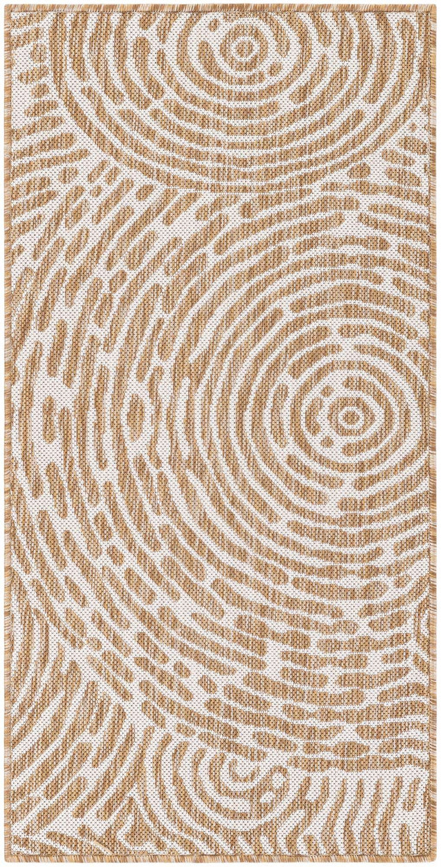 Taupe 2' x 4' 1 Outdoor Modern Runner Area Rug Weather Resistant for Patio, Deck, Terrace, Balcony, Porch 100% Polypropylene Modern Outside Carpet for Sale at Rug Engine