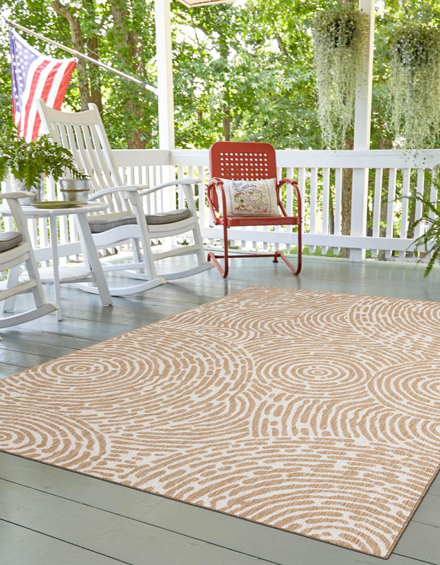 Taupe 2' x 3' 1 Outdoor Modern Rectangle Area Rug Weather Resistant for Patio, Deck, Terrace, Balcony, Porch 100% Polypropylene Modern Outside Carpet for Sale at Rug Engine
