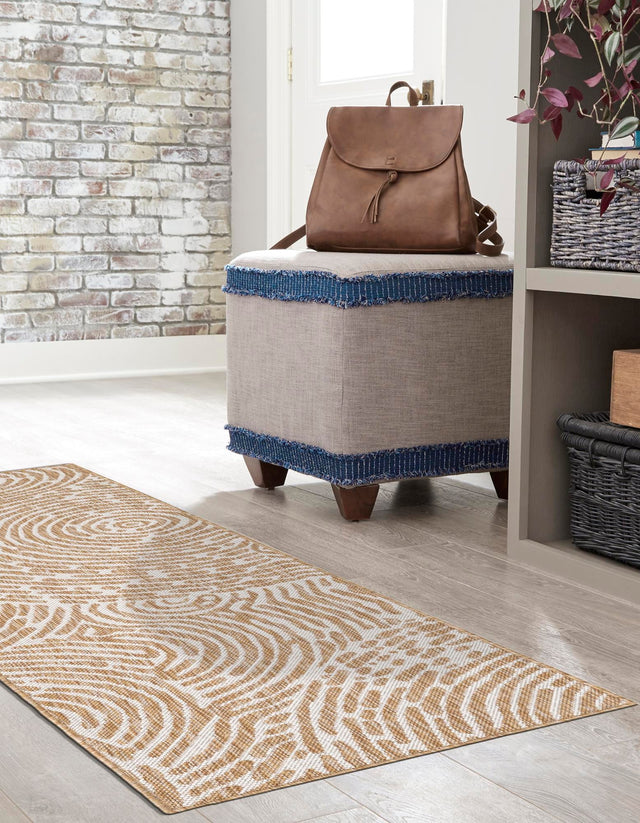Taupe 2' 7 x 12' Outdoor Modern Runner Area Rug Weather Resistant for Patio, Deck, Terrace, Balcony, Porch 100% Polypropylene Modern Outside Carpet for Sale at Rug Engine