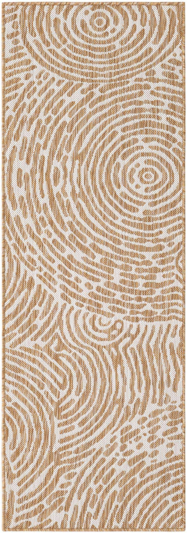 Taupe 2' x 6' 1 Outdoor Modern Runner Area Rug Weather Resistant for Patio, Deck, Terrace, Balcony, Porch 100% Polypropylene Modern Outside Carpet for Sale at Rug Engine