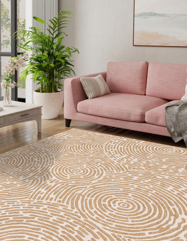 Taupe 12' x 12' Outdoor Modern Square Area Rug Weather Resistant for Patio, Deck, Terrace, Balcony, Porch 100% Polypropylene Modern Outside Carpet for Sale at Rug Engine