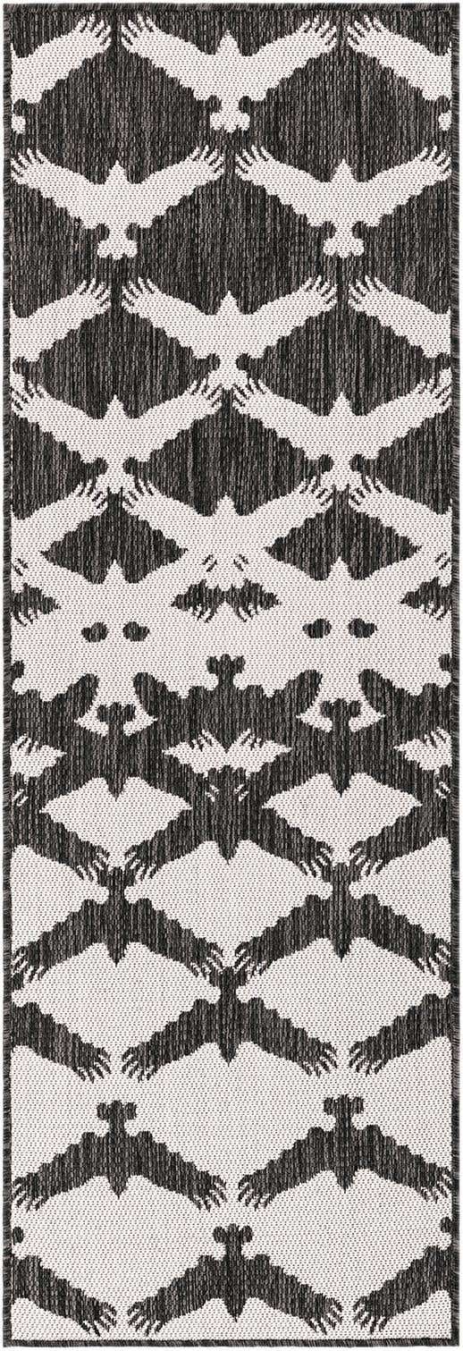 Black and White 2' x 6' 1 Outdoor Modern Runner Area Rug Weather Resistant for Patio, Deck, Terrace, Balcony, Porch 100% Polypropylene Modern Outside Carpet for Sale at Rug Engine