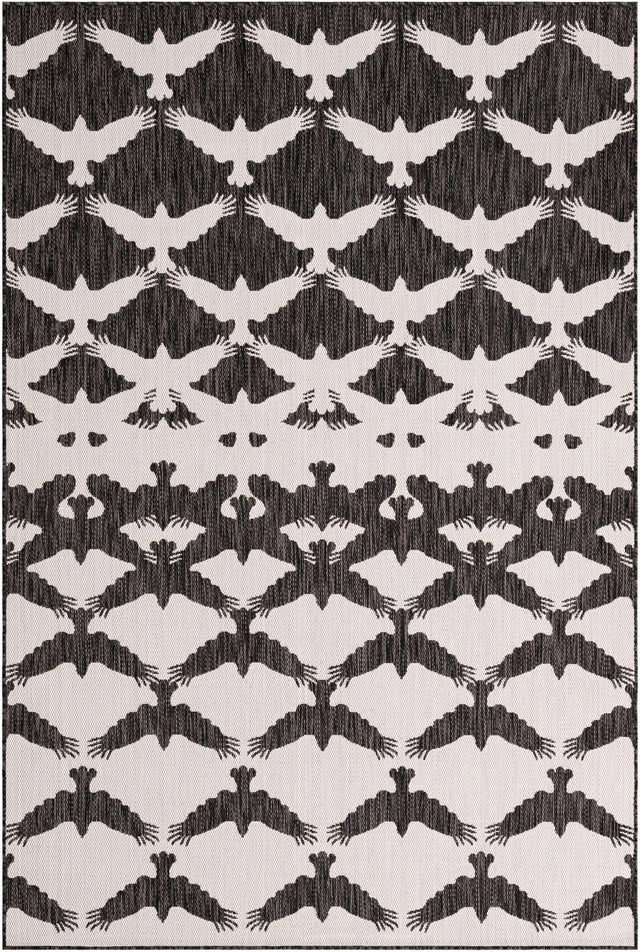 Black and White 6' 1 x 9' Outdoor Modern Rectangle Area Rug Weather Resistant for Patio, Deck, Terrace, Balcony, Porch 100% Polypropylene Modern Outside Carpet for Sale at Rug Engine
