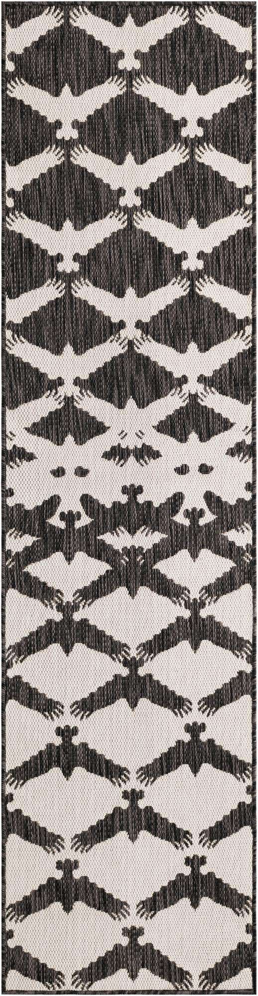 Black and White 2' x 8' Outdoor Modern Runner Area Rug Weather Resistant for Patio, Deck, Terrace, Balcony, Porch 100% Polypropylene Modern Outside Carpet for Sale at Rug Engine