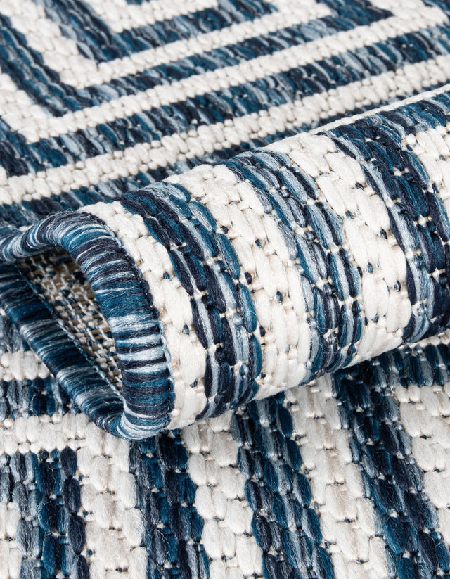 Blue 4' 1 x 6' 1 Outdoor Modern Rectangle Area Rug Weather Resistant for Patio, Deck, Terrace, Balcony, Porch 100% Polypropylene Modern Outside Carpet for Sale at Rug Engine