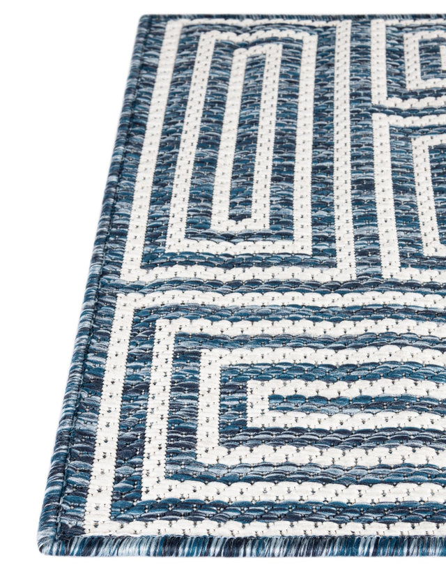 Blue 4' 1 x 6' 1 Outdoor Modern Rectangle Area Rug Weather Resistant for Patio, Deck, Terrace, Balcony, Porch 100% Polypropylene Modern Outside Carpet for Sale at Rug Engine