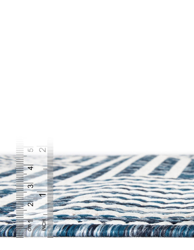 Blue 2' x 4' 1 Outdoor Modern Runner Area Rug Weather Resistant for Patio, Deck, Terrace, Balcony, Porch 100% Polypropylene Modern Outside Carpet for Sale at Rug Engine