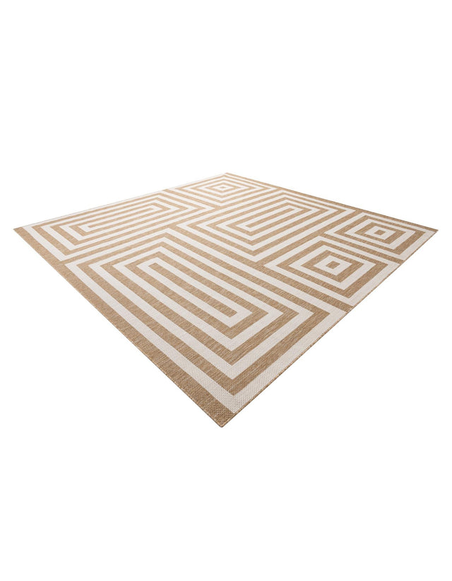 Taupe 10' x 10' Outdoor Modern Square Area Rug Weather Resistant for Patio, Deck, Terrace, Balcony, Porch 100% Polypropylene Modern Outside Carpet for Sale at Rug Engine