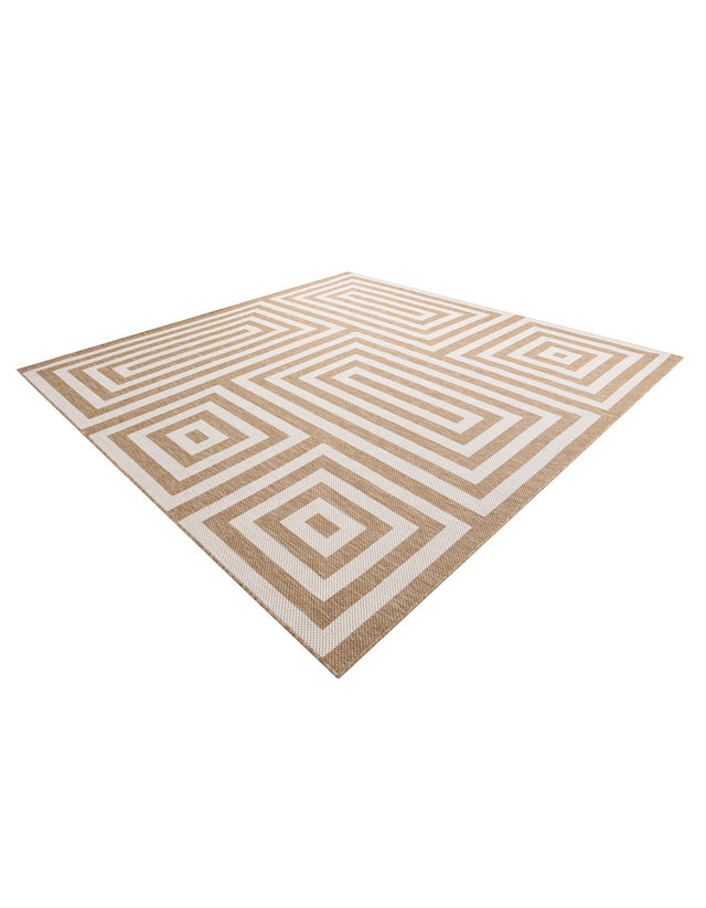 Taupe 10' x 10' Outdoor Modern Square Area Rug Weather Resistant for Patio, Deck, Terrace, Balcony, Porch 100% Polypropylene Modern Outside Carpet for Sale at Rug Engine