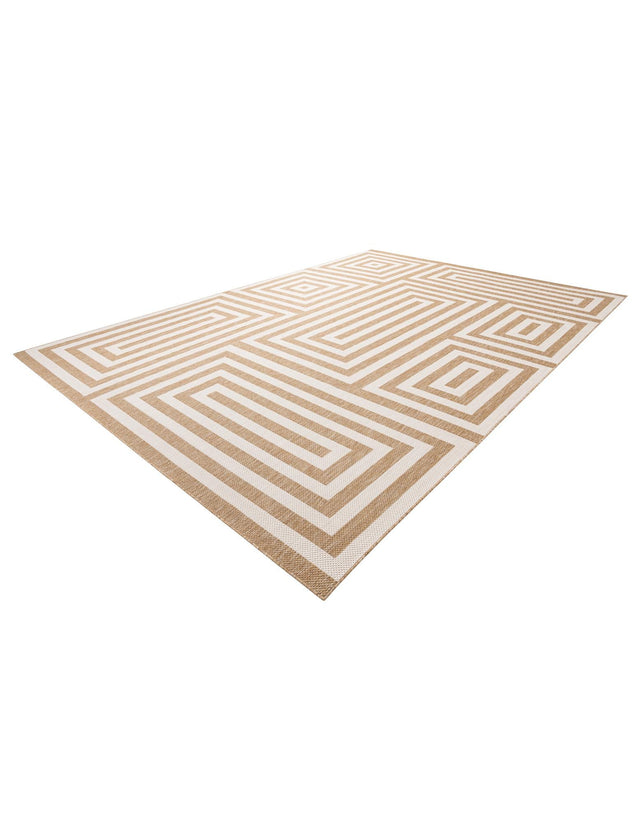 Taupe 10' x 14' 1 Outdoor Modern Rectangle Area Rug Weather Resistant for Patio, Deck, Terrace, Balcony, Porch 100% Polypropylene Modern Outside Carpet for Sale at Rug Engine