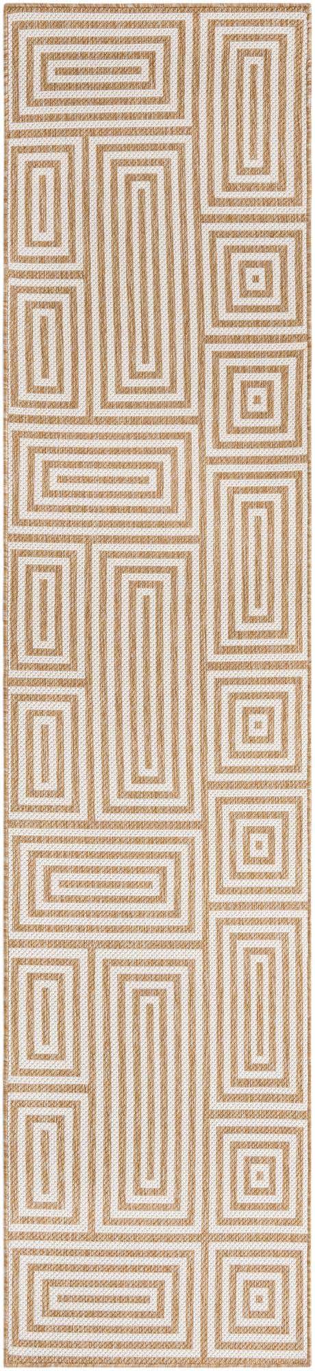 Taupe 2' 7 x 12' Outdoor Modern Runner Area Rug Weather Resistant for Patio, Deck, Terrace, Balcony, Porch 100% Polypropylene Modern Outside Carpet for Sale at Rug Engine