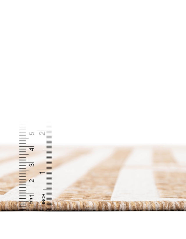 Taupe 10' x 10' Outdoor Modern Square Area Rug Weather Resistant for Patio, Deck, Terrace, Balcony, Porch 100% Polypropylene Modern Outside Carpet for Sale at Rug Engine