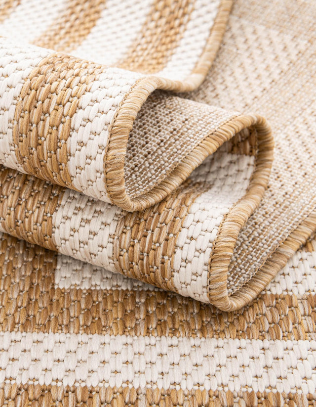 Taupe 10' x 10' Outdoor Modern Square Area Rug Weather Resistant for Patio, Deck, Terrace, Balcony, Porch 100% Polypropylene Modern Outside Carpet for Sale at Rug Engine