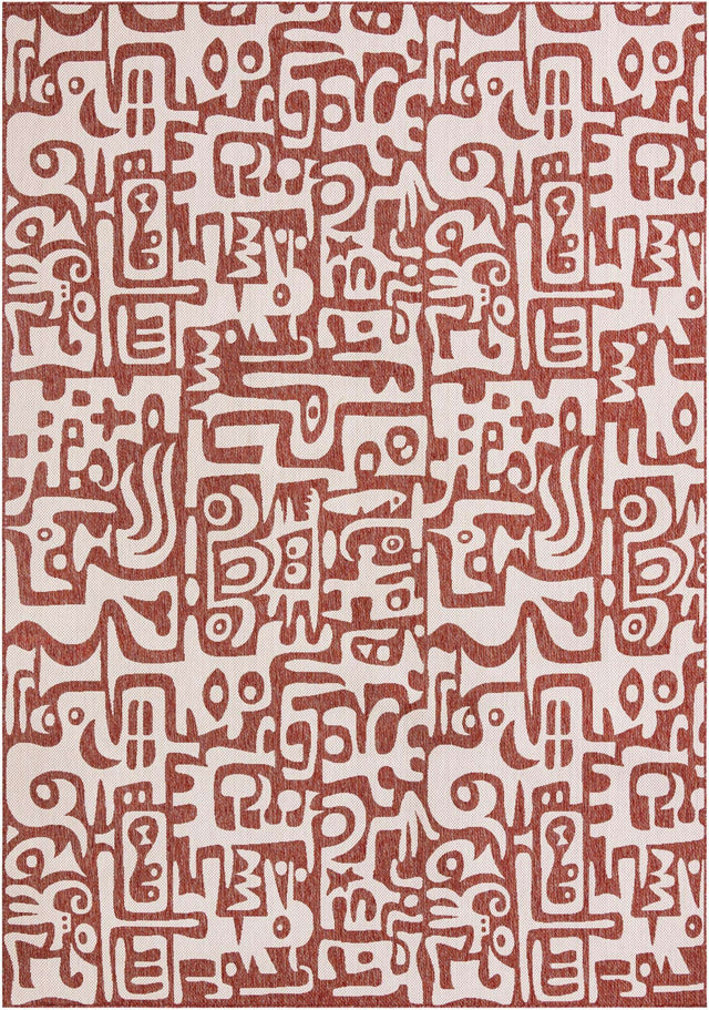 Rust Red 10' x 14' 1 Outdoor Modern Rectangle Area Rug Weather Resistant for Patio, Deck, Terrace, Balcony, Porch 100% Polypropylene Modern Outside Carpet for Sale at Rug Engine