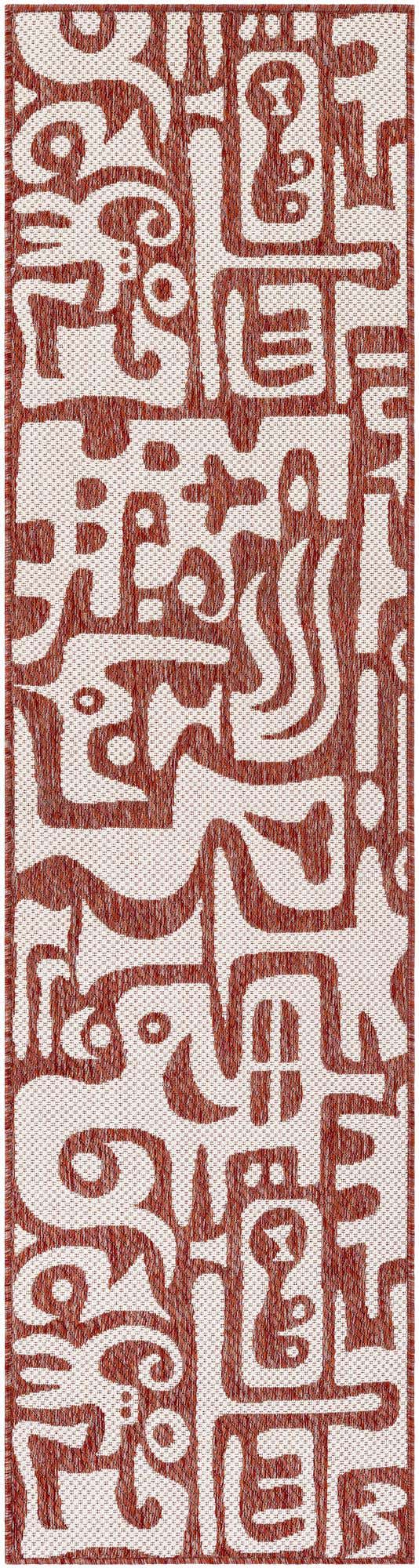Rust Red 2' x 4' 1 Outdoor Modern Runner Area Rug Weather Resistant for Patio, Deck, Terrace, Balcony, Porch 100% Polypropylene Modern Outside Carpet for Sale at Rug Engine