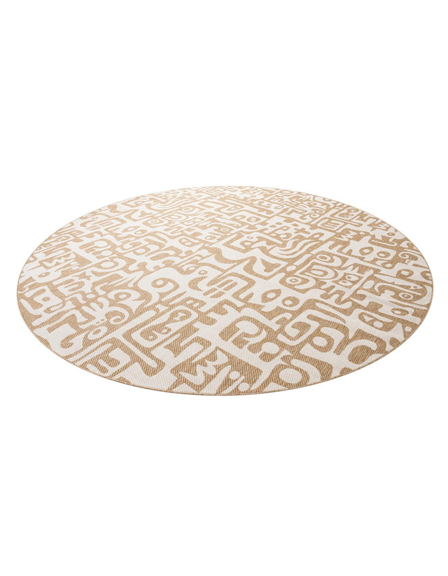 Taupe 12' x 12' Outdoor Modern Round Area Rug Weather Resistant for Patio, Deck, Terrace, Balcony, Porch 100% Polypropylene Modern Outside Carpet for Sale at Rug Engine