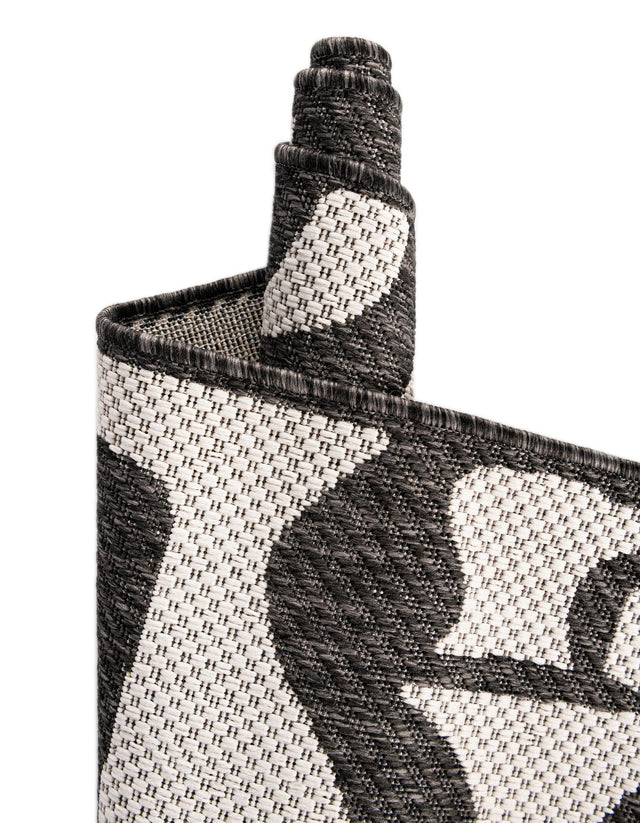 Black and White 2' x 3' 1 Outdoor Modern Rectangle Area Rug Weather Resistant for Patio, Deck, Terrace, Balcony, Porch 100% Polypropylene Modern Outside Carpet for Sale at Rug Engine