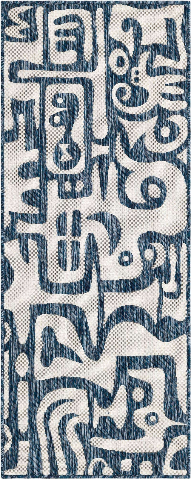 Blue 2' x 5' 3 Outdoor Modern Runner Area Rug Weather Resistant for Patio, Deck, Terrace, Balcony, Porch 100% Polypropylene Modern Outside Carpet for Sale at Rug Engine