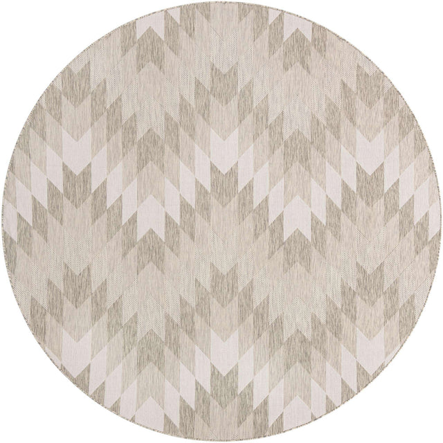 Gray 10' x 10' Outdoor Modern Round Area Rug Weather Resistant for Patio, Deck, Terrace, Balcony, Porch 100% Polypropylene Modern Outside Carpet for Sale at Rug Engine