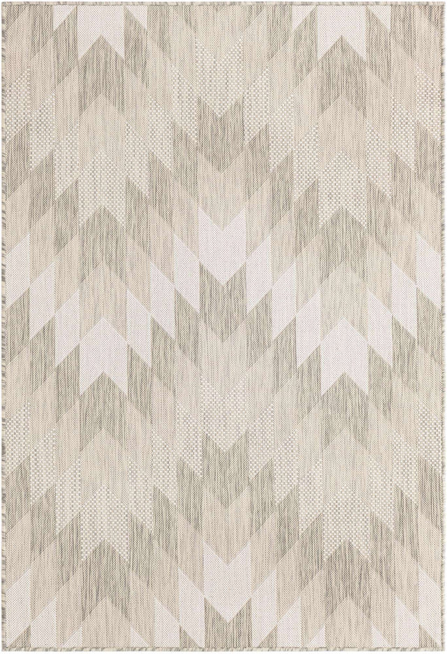 Gray 4' 1 x 6' 1 Outdoor Modern Rectangle Area Rug Weather Resistant for Patio, Deck, Terrace, Balcony, Porch 100% Polypropylene Modern Outside Carpet for Sale at Rug Engine