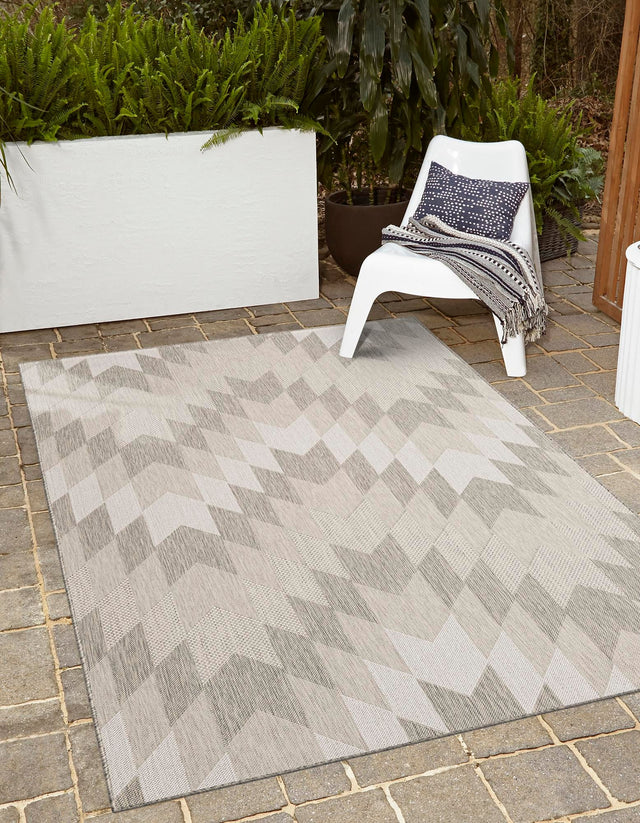Gray 2' x 3' 1 Outdoor Modern Rectangle Area Rug Weather Resistant for Patio, Deck, Terrace, Balcony, Porch 100% Polypropylene Modern Outside Carpet for Sale at Rug Engine