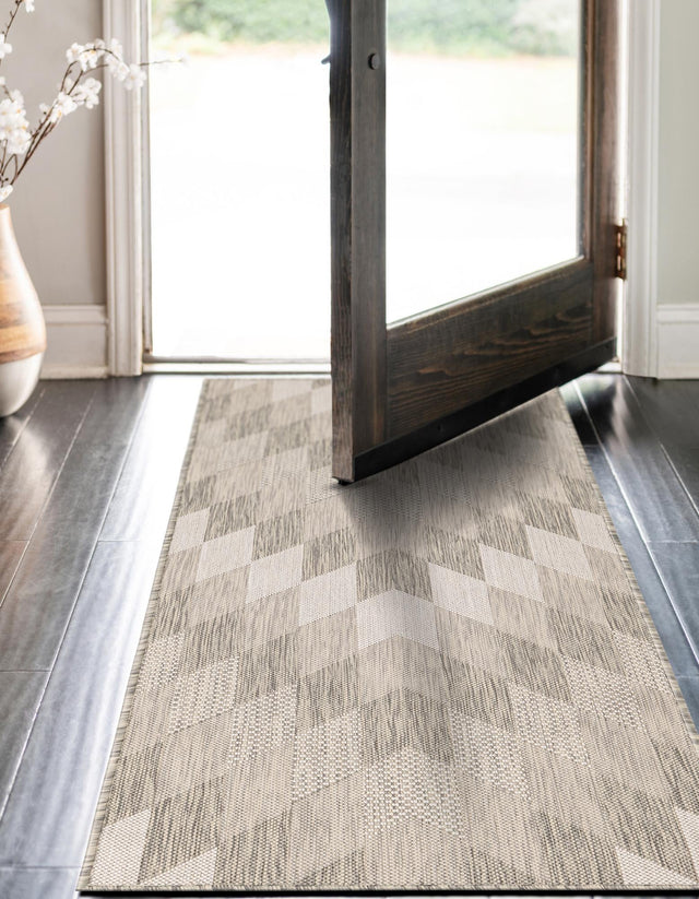 Gray 2' x 8' Outdoor Modern Runner Area Rug Weather Resistant for Patio, Deck, Terrace, Balcony, Porch 100% Polypropylene Modern Outside Carpet for Sale at Rug Engine