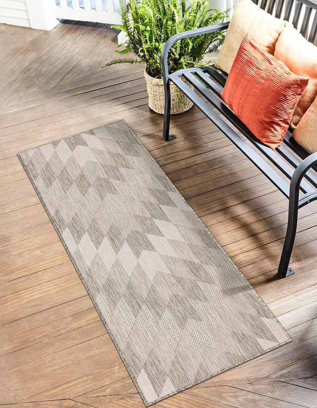 Gray 2' x 8' Outdoor Modern Runner Area Rug Weather Resistant for Patio, Deck, Terrace, Balcony, Porch 100% Polypropylene Modern Outside Carpet for Sale at Rug Engine