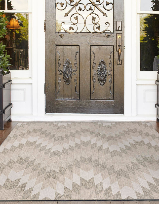 Gray 12' x 12' Outdoor Modern Square Area Rug Weather Resistant for Patio, Deck, Terrace, Balcony, Porch