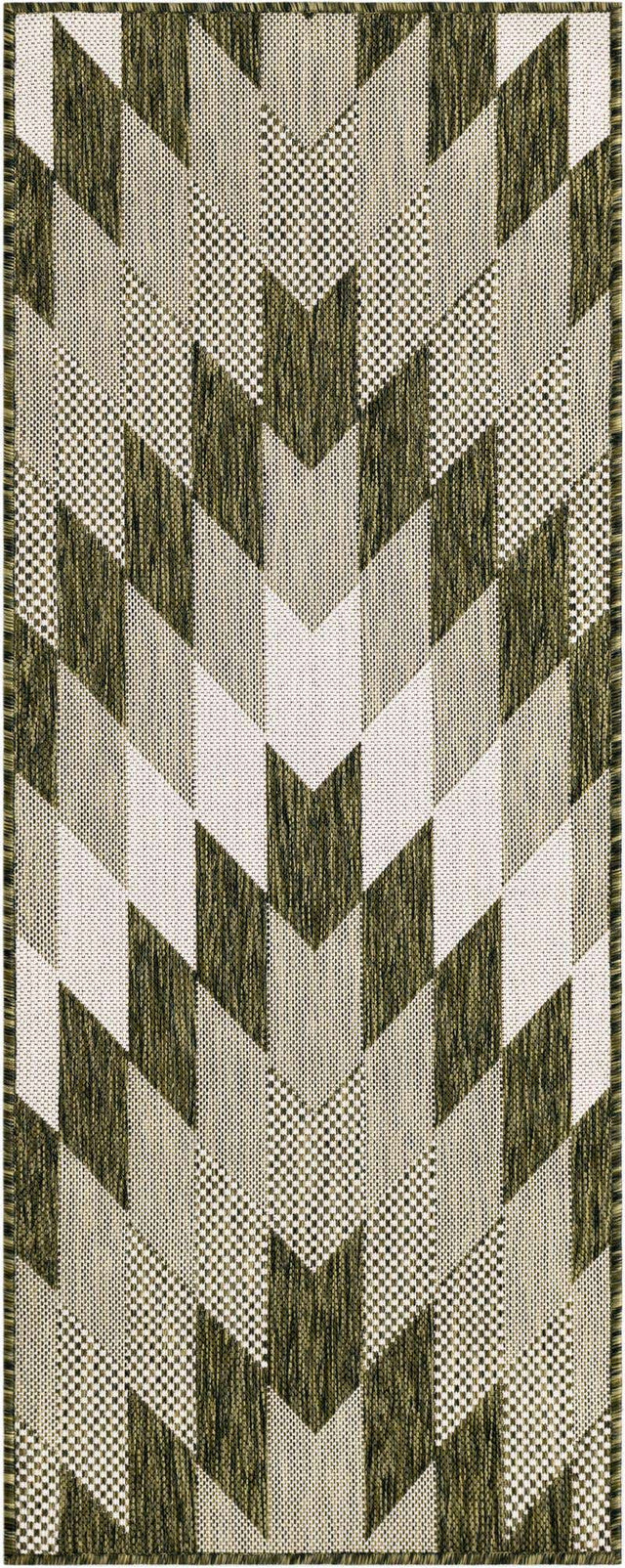 Green 2' x 5' 3 Outdoor Modern Runner Area Rug Weather Resistant for Patio, Deck, Terrace, Balcony, Porch 100% Polypropylene Modern Outside Carpet for Sale at Rug Engine