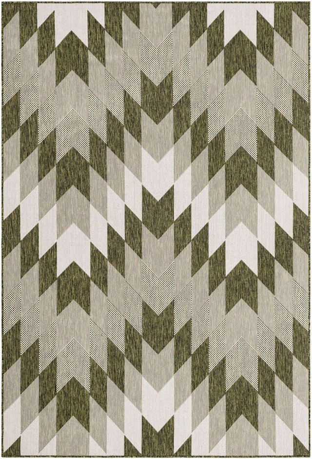 Green 6' 1 x 9' Outdoor Modern Rectangle Area Rug Weather Resistant for Patio, Deck, Terrace, Balcony, Porch 100% Polypropylene Modern Outside Carpet for Sale at Rug Engine