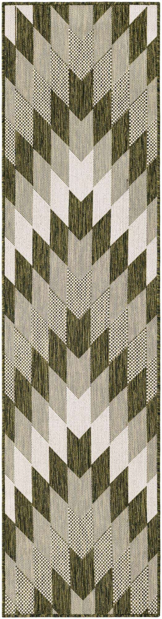 Green 2' x 8' Outdoor Modern Runner Area Rug Weather Resistant for Patio, Deck, Terrace, Balcony, Porch 100% Polypropylene Modern Outside Carpet for Sale at Rug Engine