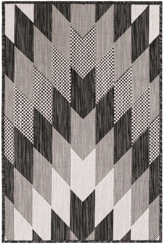 Black and White 2' x 3' 1 Outdoor Modern Rectangle Area Rug Weather Resistant for Patio, Deck, Terrace, Balcony, Porch 100% Polypropylene Modern Outside Carpet for Sale at Rug Engine