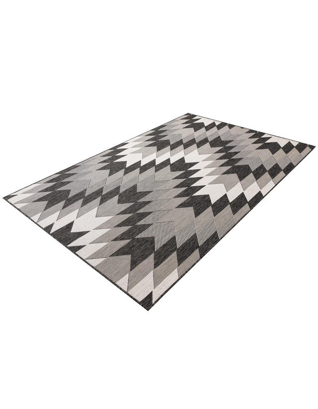 Black and White 5' 3 x 8' Outdoor Modern Rectangle Area Rug Weather Resistant for Patio, Deck, Terrace, Balcony, Porch 100% Polypropylene Modern Outside Carpet for Sale at Rug Engine