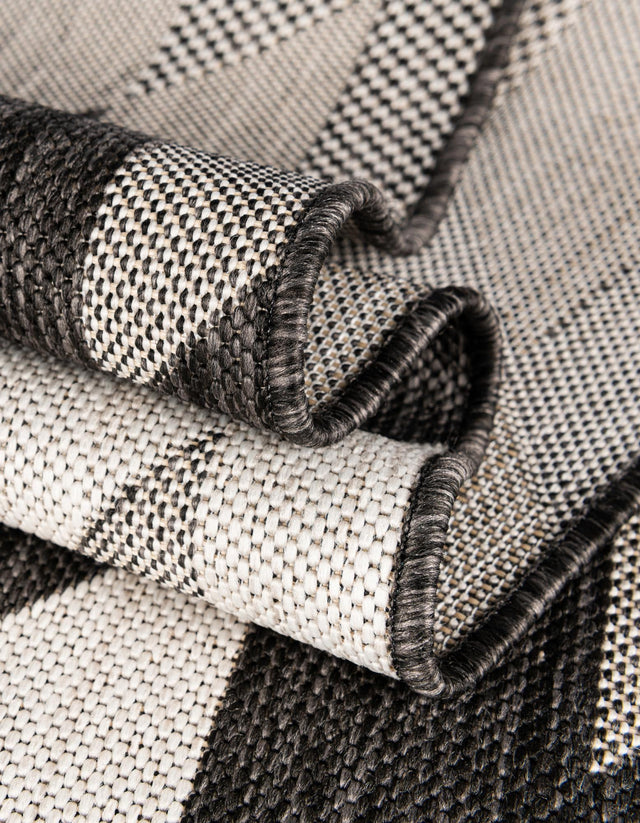 Black and White 5' 3 x 8' Outdoor Modern Rectangle Area Rug Weather Resistant for Patio, Deck, Terrace, Balcony, Porch 100% Polypropylene Modern Outside Carpet for Sale at Rug Engine