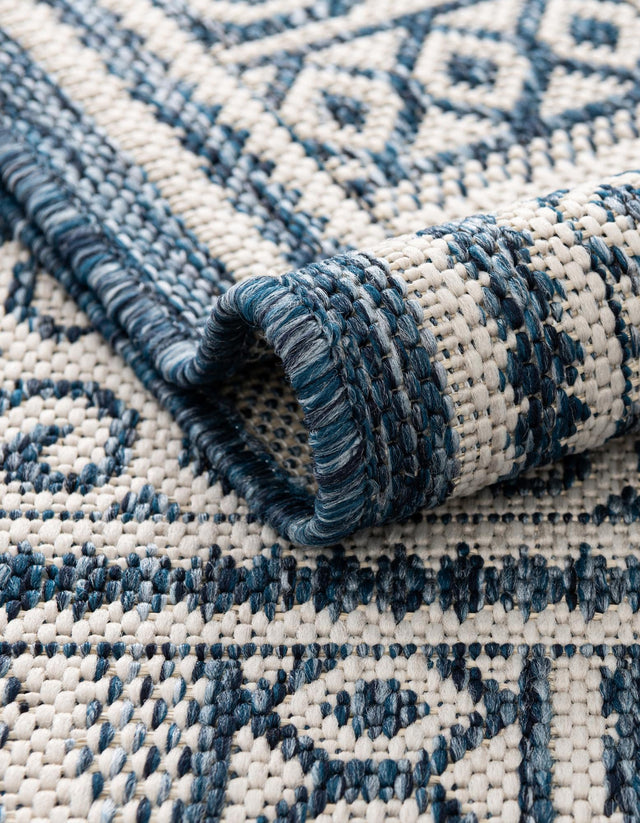 Blue 12' x 12' Outdoor Traditional Round Area Rug Weather Resistant for Patio, Deck, Terrace, Balcony, Porch Classical Design Outside Carpet for Sale at Rug Engine