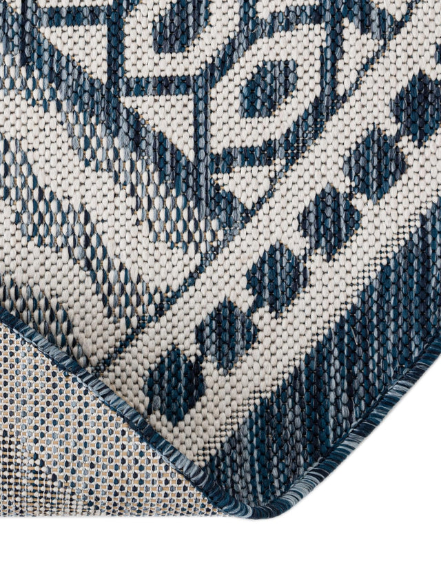 Blue 12' x 12' Outdoor Traditional Round Area Rug Weather Resistant for Patio, Deck, Terrace, Balcony, Porch Classical Design Outside Carpet for Sale at Rug Engine