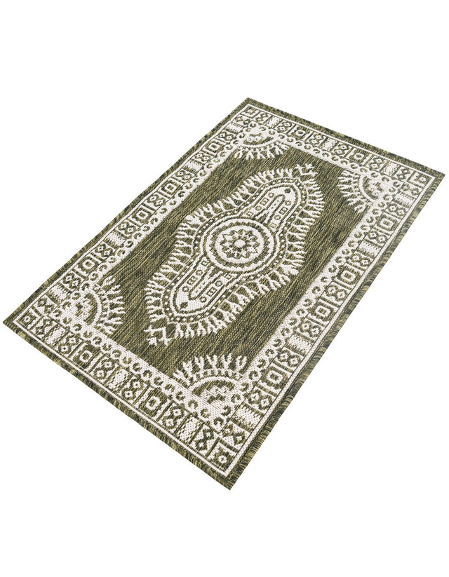 Green 2' x 3' 1 Outdoor Traditional Rectangle Area Rug Weather Resistant for Patio, Deck, Terrace, Balcony, Porch Classical Design Outside Carpet for Sale at Rug Engine