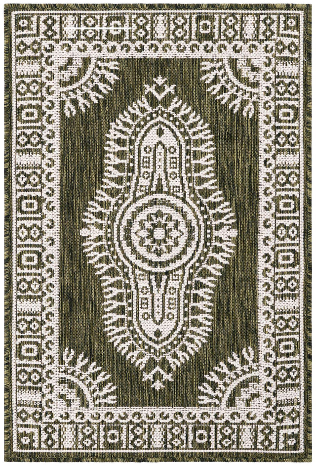 Green 2' x 3' 1 Outdoor Traditional Rectangle Area Rug Weather Resistant for Patio, Deck, Terrace, Balcony, Porch Classical Design Outside Carpet for Sale at Rug Engine