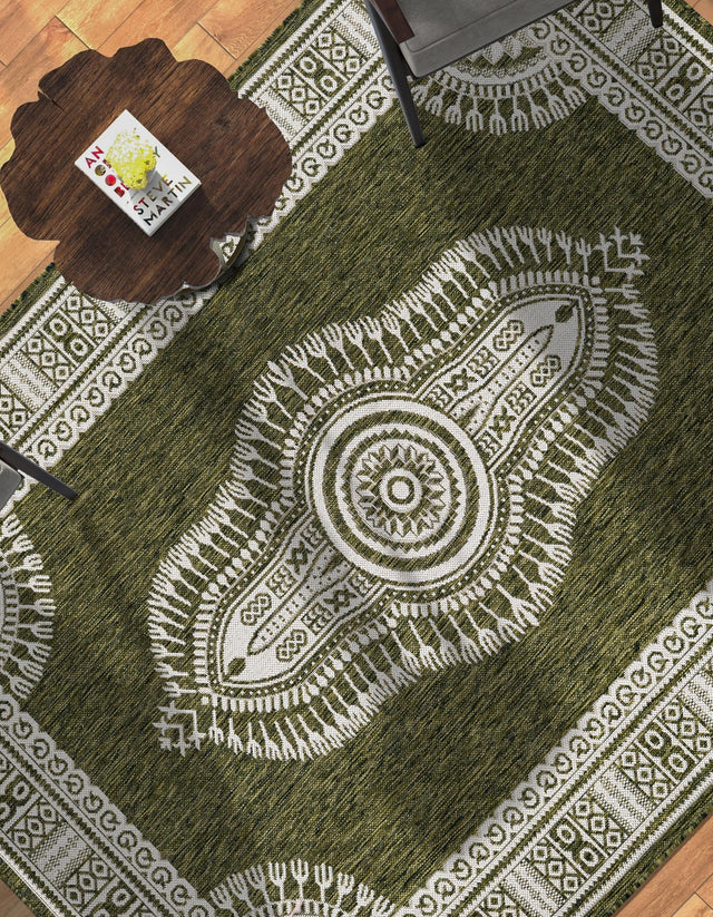 Green 2' x 3' 1 Outdoor Traditional Rectangle Area Rug Weather Resistant for Patio, Deck, Terrace, Balcony, Porch Classical Design Outside Carpet for Sale at Rug Engine