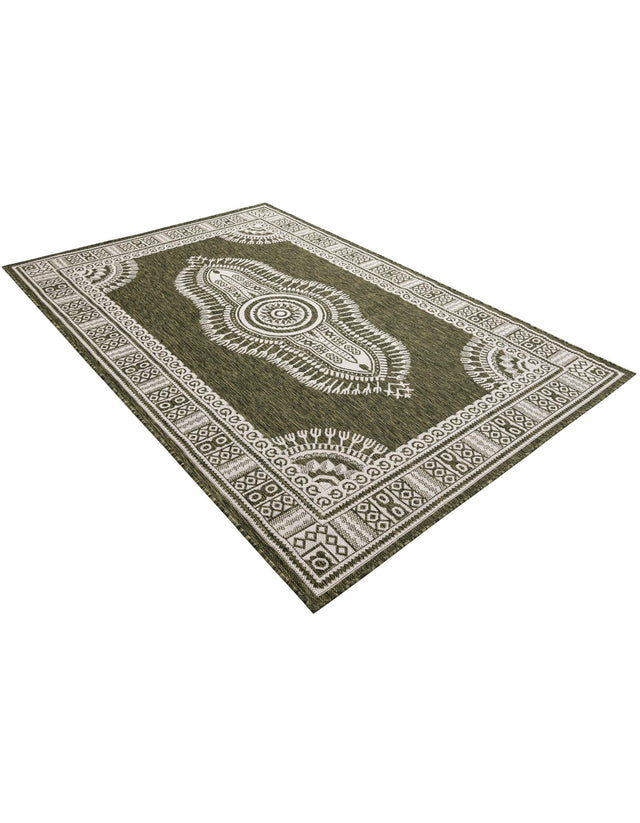 Green 5' 3 x 8' Outdoor Traditional Rectangle Area Rug Weather Resistant for Patio, Deck, Terrace, Balcony, Porch Classical Design Outside Carpet for Sale at Rug Engine
