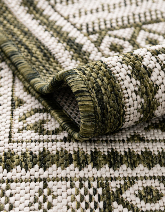 Green 10' x 10' Outdoor Traditional Square Area Rug Weather Resistant for Patio, Deck, Terrace, Balcony, Porch Classical Design Outside Carpet for Sale at Rug Engine