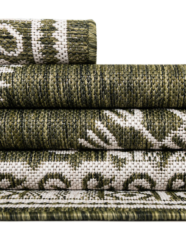 Green 10' x 10' Outdoor Traditional Square Area Rug Weather Resistant for Patio, Deck, Terrace, Balcony, Porch Classical Design Outside Carpet for Sale at Rug Engine