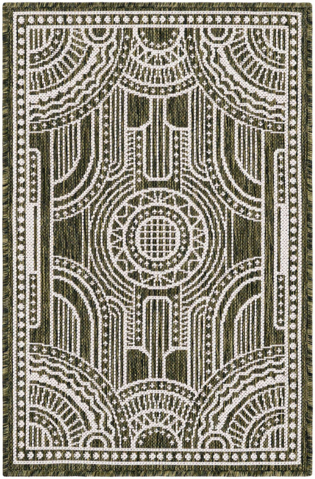 Green 2' x 3' 1 Outdoor Traditional Rectangle Area Rug Weather Resistant for Patio, Deck, Terrace, Balcony, Porch Classical Design Outside Carpet for Sale at Rug Engine